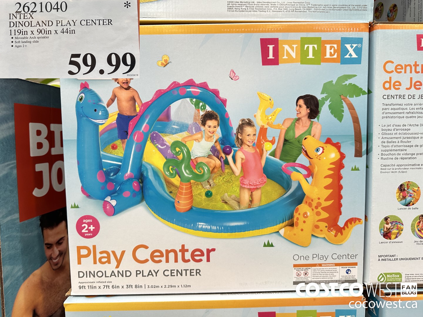 2621040 INTEX DINOLAND PLAY CENTER 119IN X 90IN X 44IN $59.99