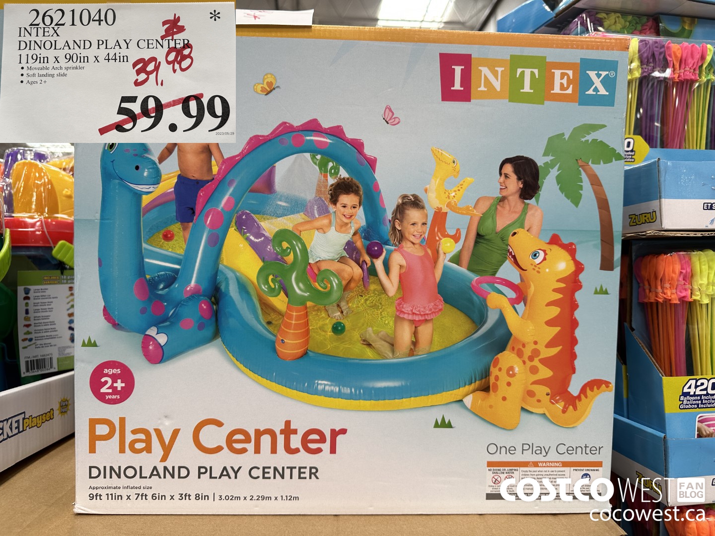 2621040 INTEX DINOLAND PLAY CENTER 119IN X 90IN X 44IN $39.98