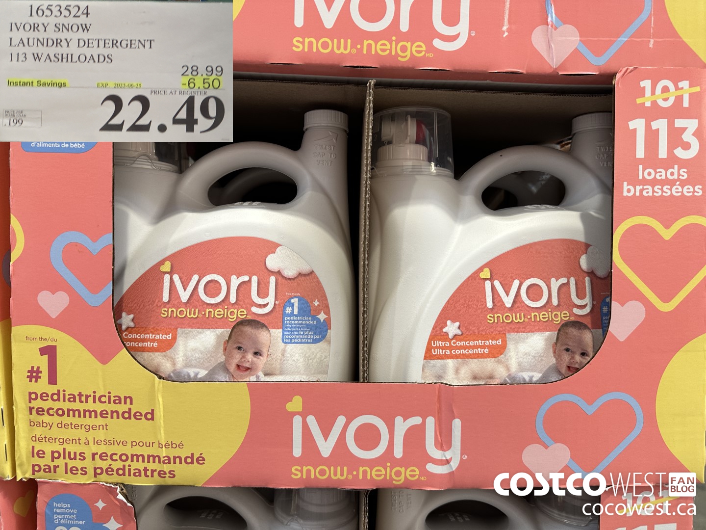 1653524 IVORY SNOW LAUNDRY DETERGENT 113 WASHLOADS ($6.50 INSTANT SAVINGS EXPIRES ON 2023-06-25) $22.49