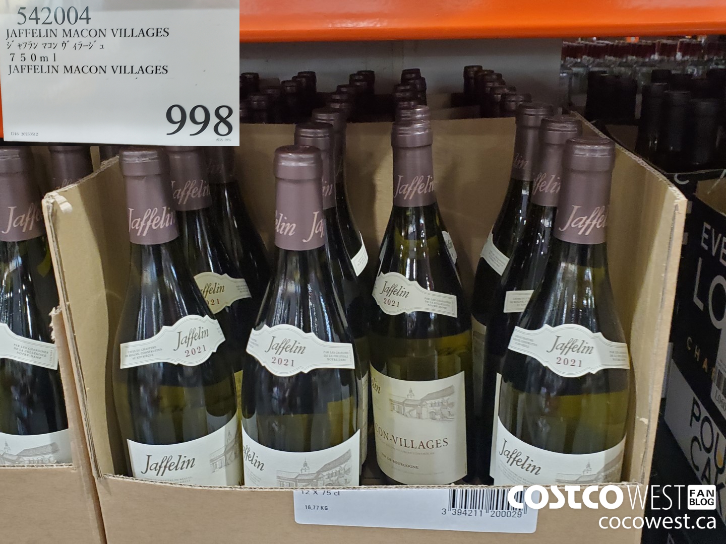 542004 JAFFELIN MACON VILLAGES 750ML $998.00