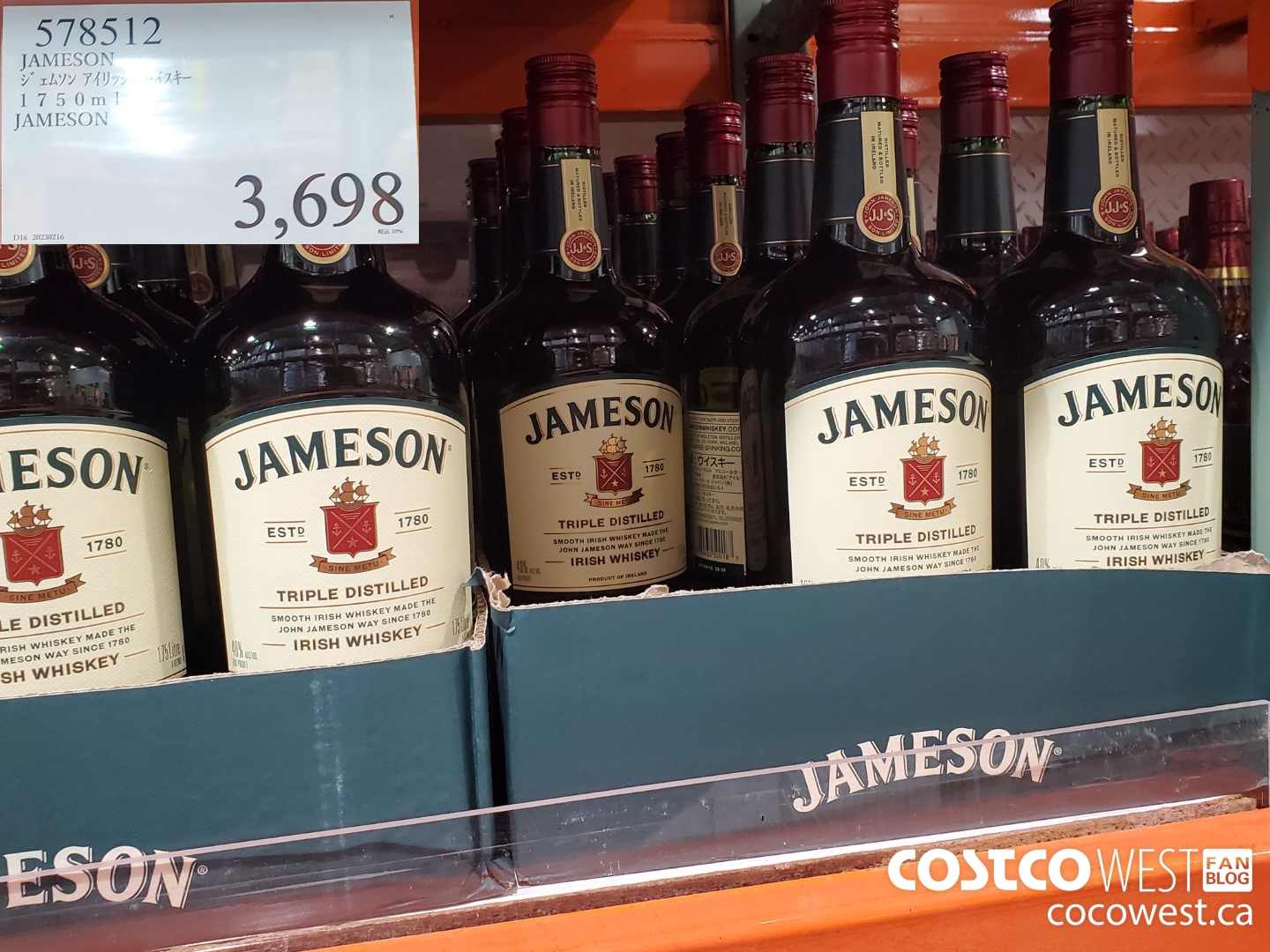 578512 JAMESON 1750ML $3698.00