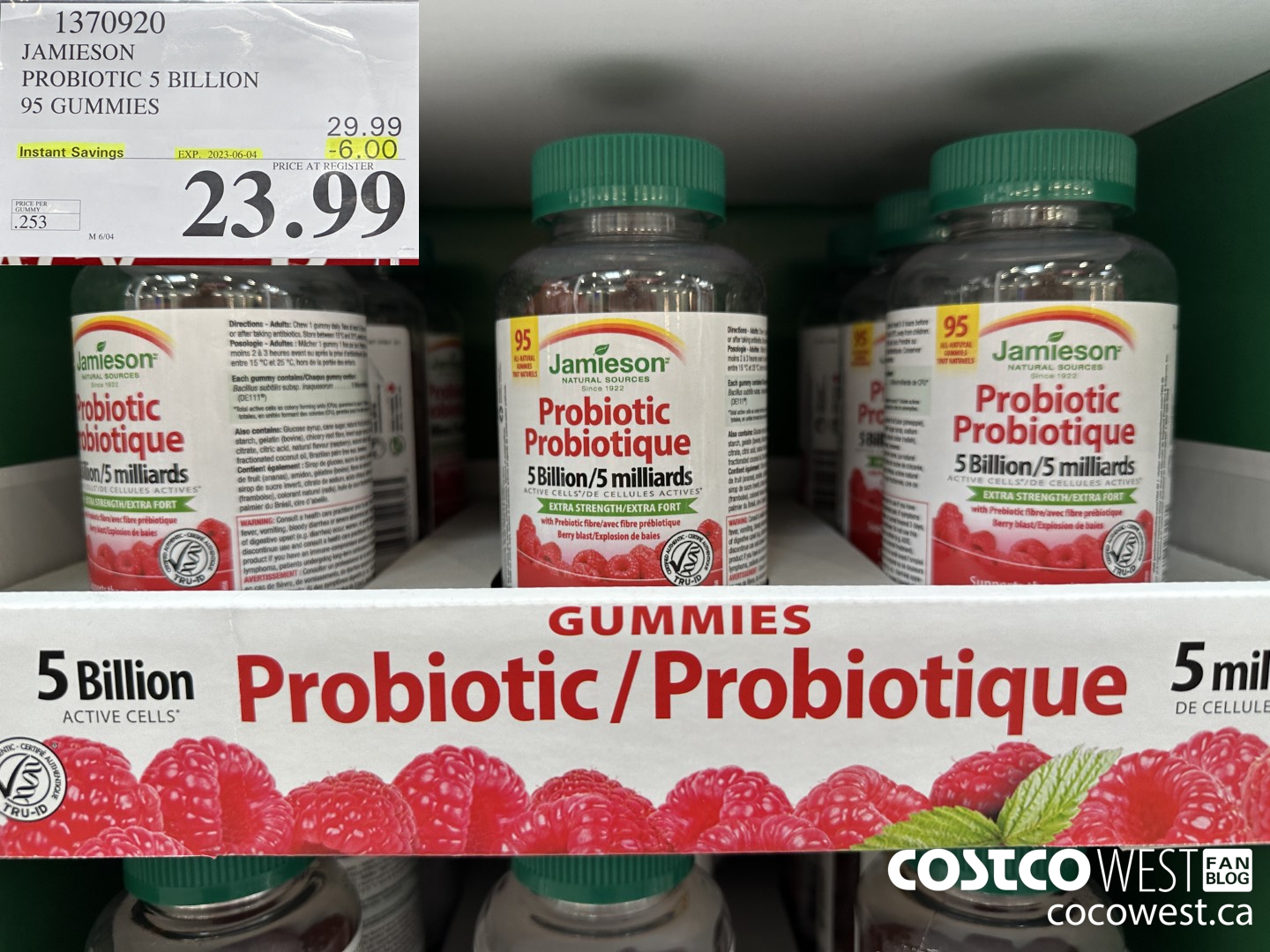 1370920 JAMIESON PROBIOTIC 5 BILLION 95 GUMMIES ($6.00 INSTANT SAVINGS EXPIRES ON 2023-06-04) $23.99