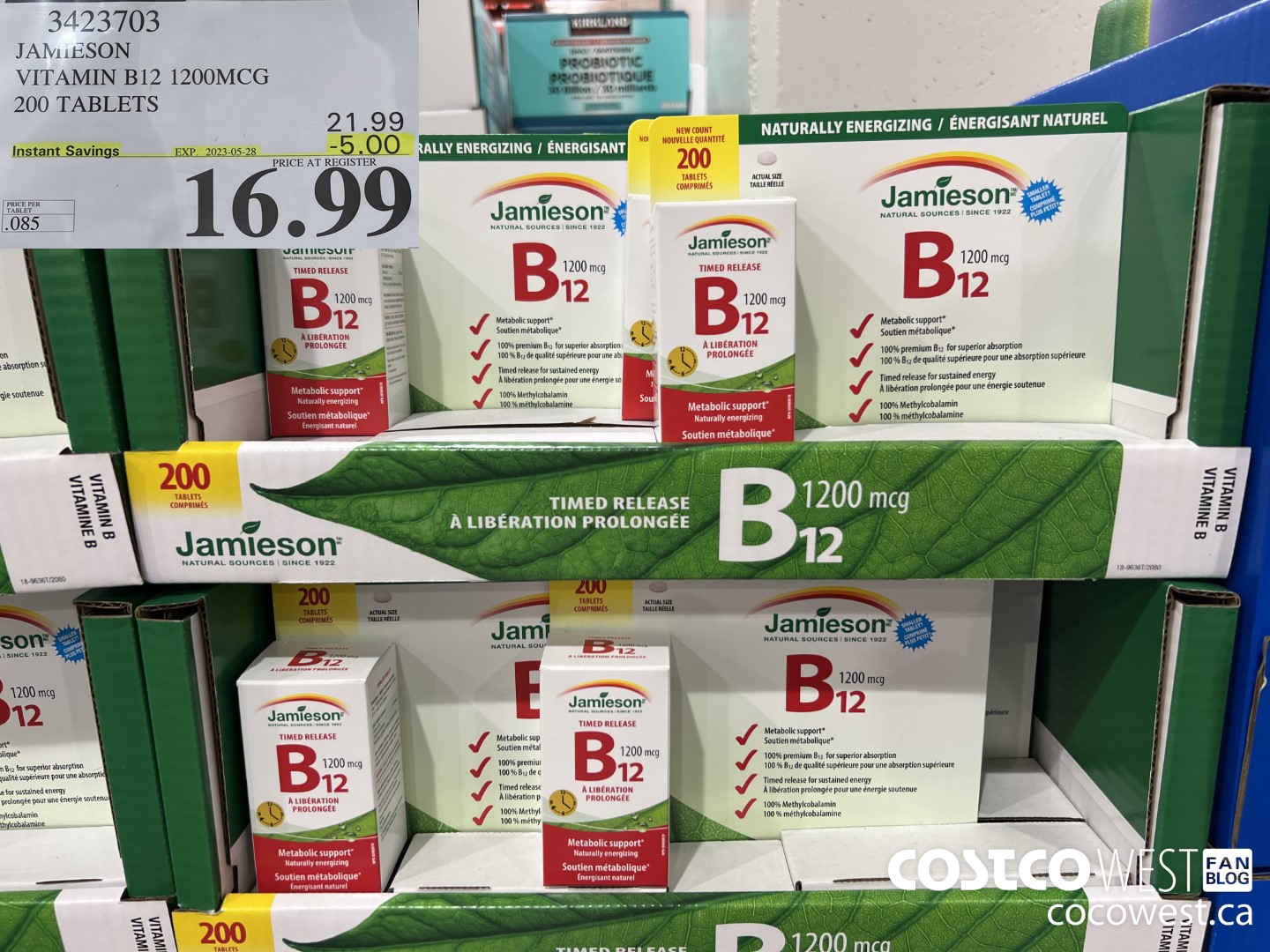 3423703 JAMIESON VITAMIN B12 1200MCG 200 TABLETS ($5.00 INSTANT SAVINGS EXPIRES ON 2023-05-28) $16.99