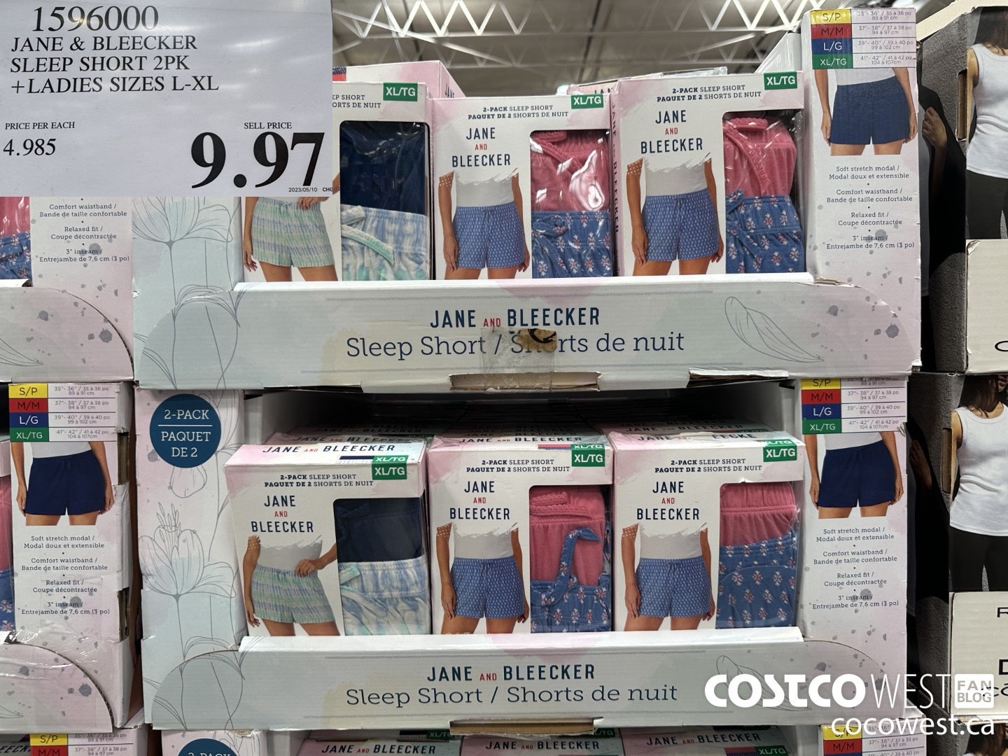 1596000 JANE & BLEECKER SLEEF SHORT 2PK LADIES SIZES L - XL $9.97