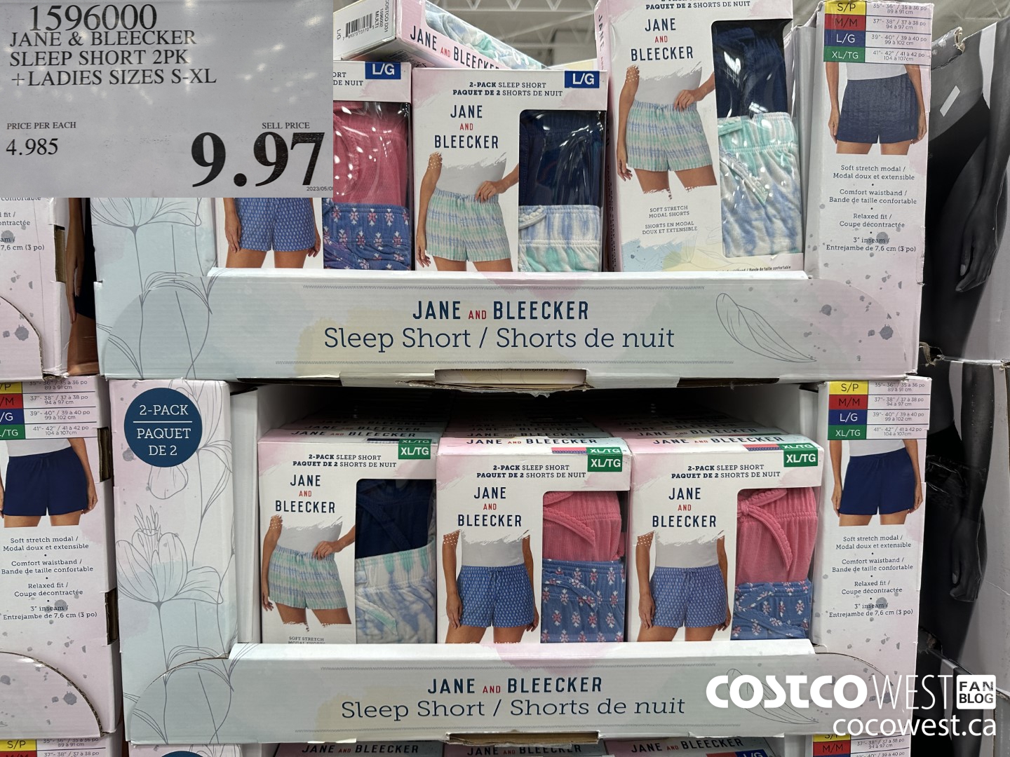 1596000 JANE & BLEECKER SLEEF SHORT 2PK LADIES SIZES L - XL $9.97