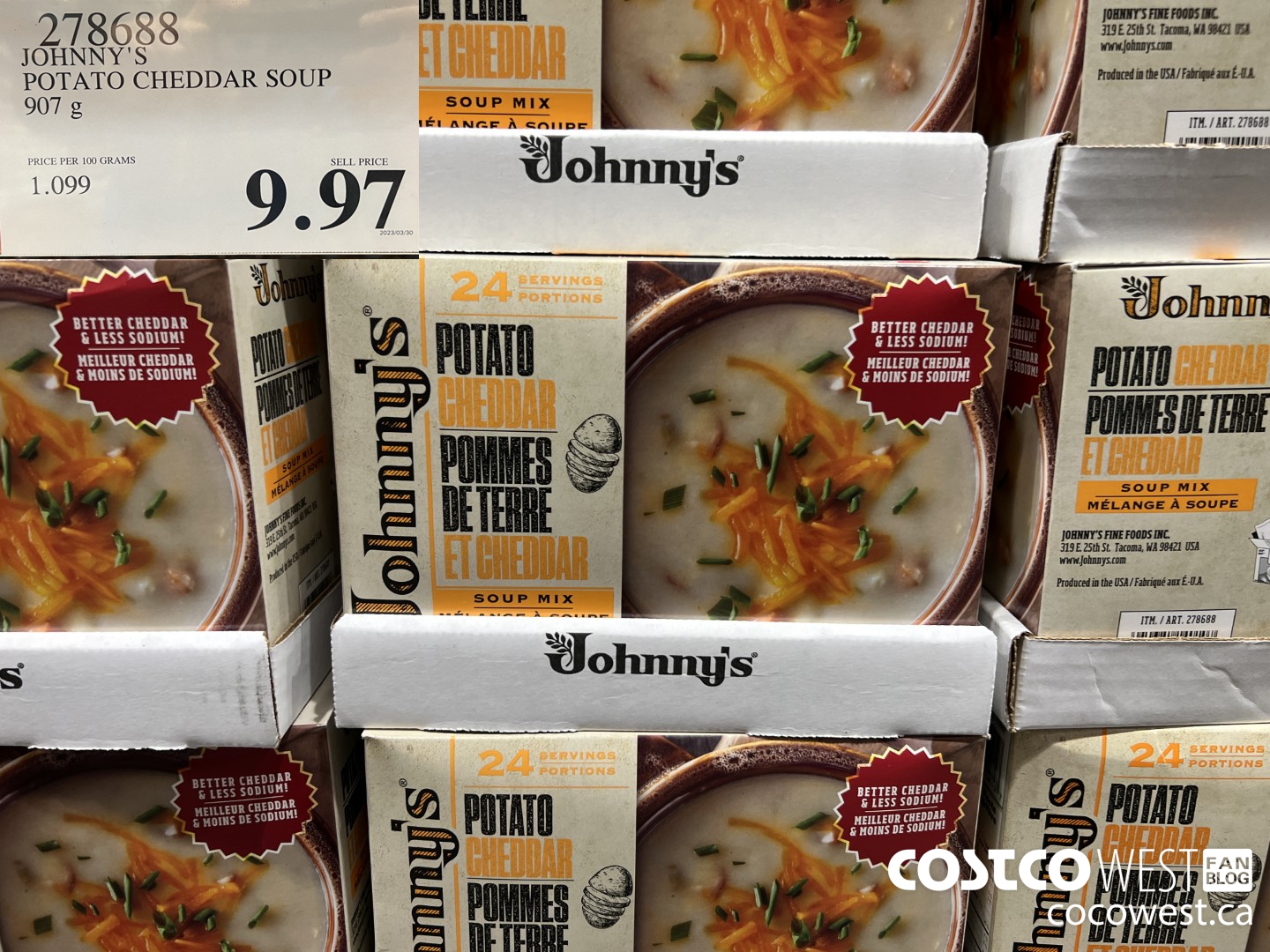 278688 JOHNNY'S POTATO CHEDDAR SOUP 907 g $9.97