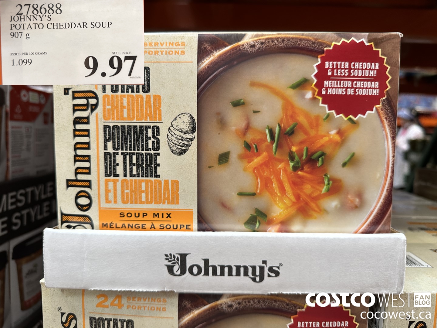 278688 JOHNNY'S POTATO CHEDDAR SOUP 907 g $9.97