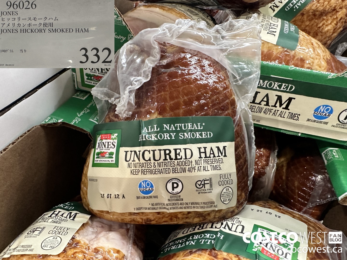 96026 JONES HICKORY SMOKED HAM $332.00