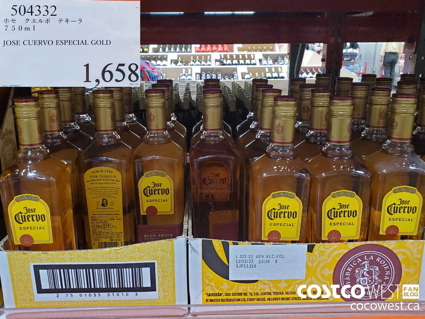 504332 JOSE CUERVO ESPECIAL GOLD 750ML $1658.00