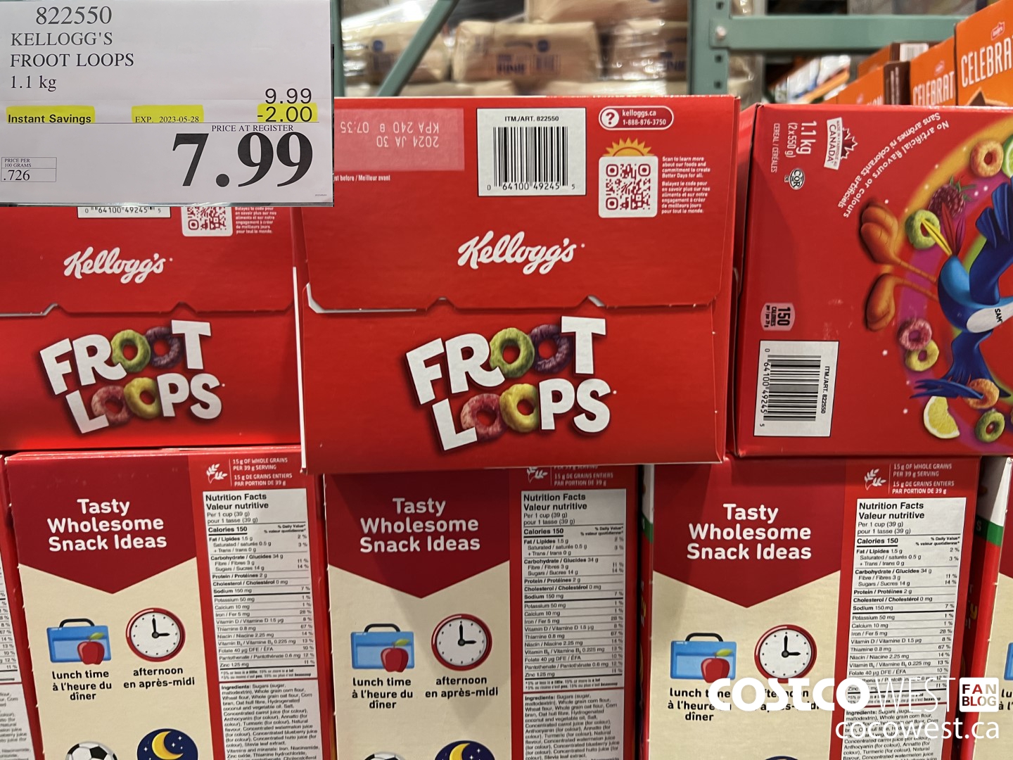 822550 KELLOGGS FROOT LOOPS 1.1 kg ($2.00 INSTANT SAVINGS EXPIRES ON 2023-05-28) $7.99