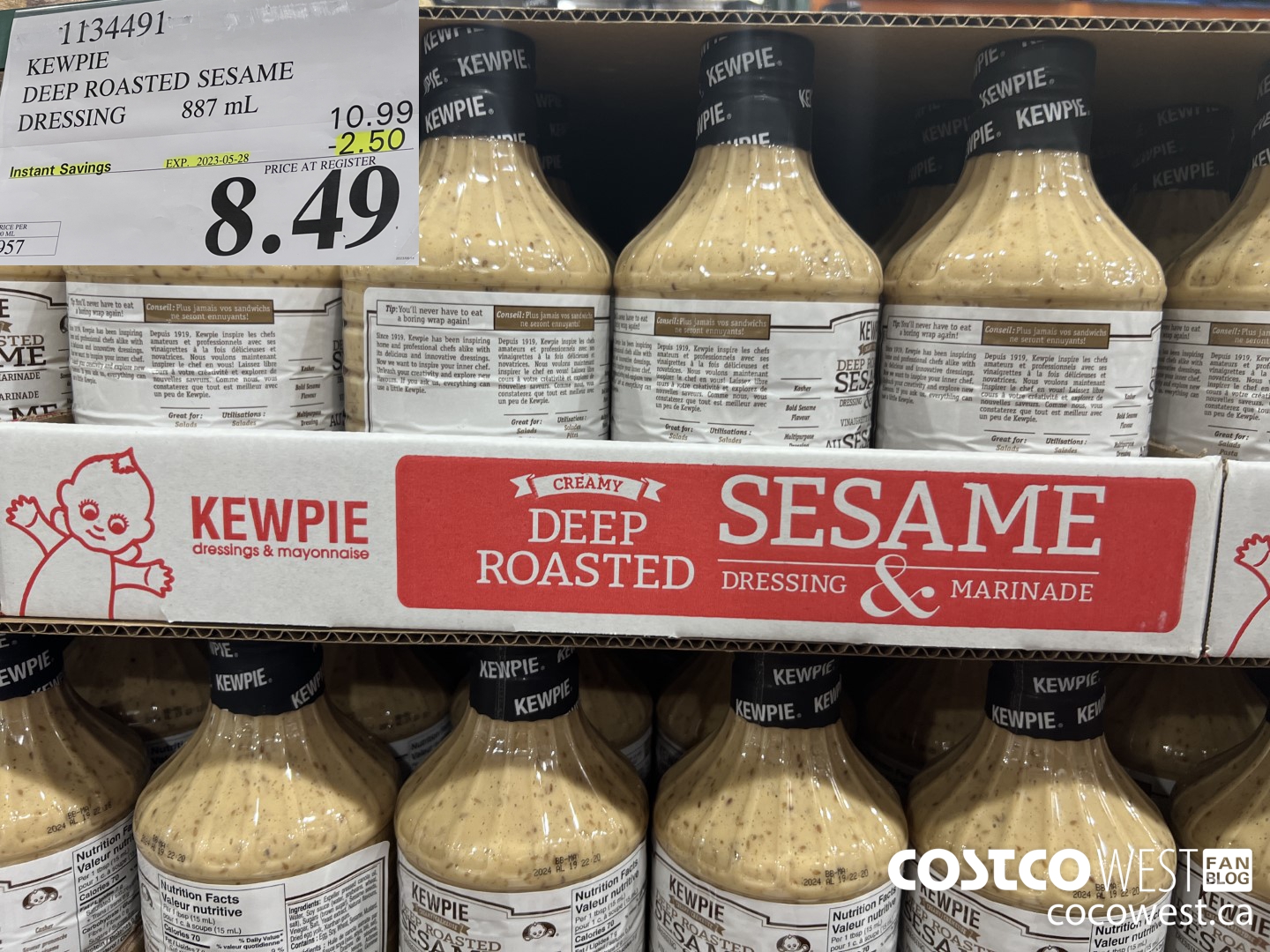 1134491 KEWPIE DEEP ROASTED SESAME DRESSING 887 mL ($2.50 INSTANT SAVINGS EXPIRES ON 2023-05-28) $8.49