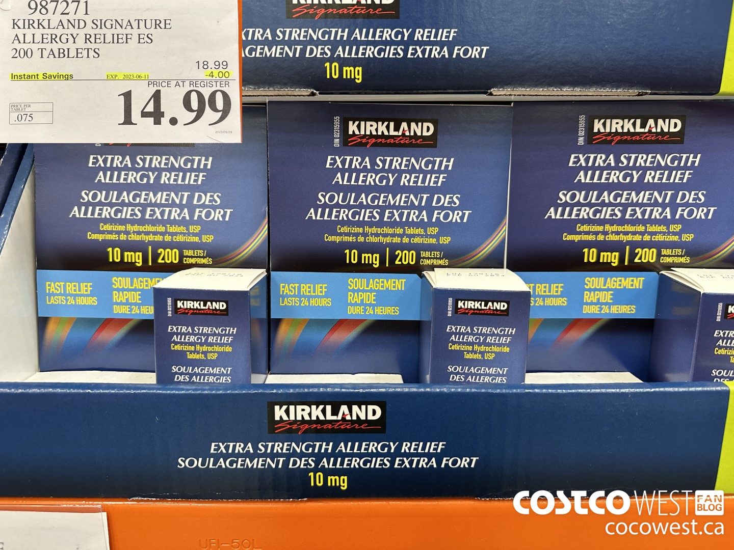 987271 KIRKLAND SIGNATURE ALLERGY RELIEF 200 TABLETS ($4.00 INSTANT SAVINGS EXPIRES ON 2023-06-11) $14.99