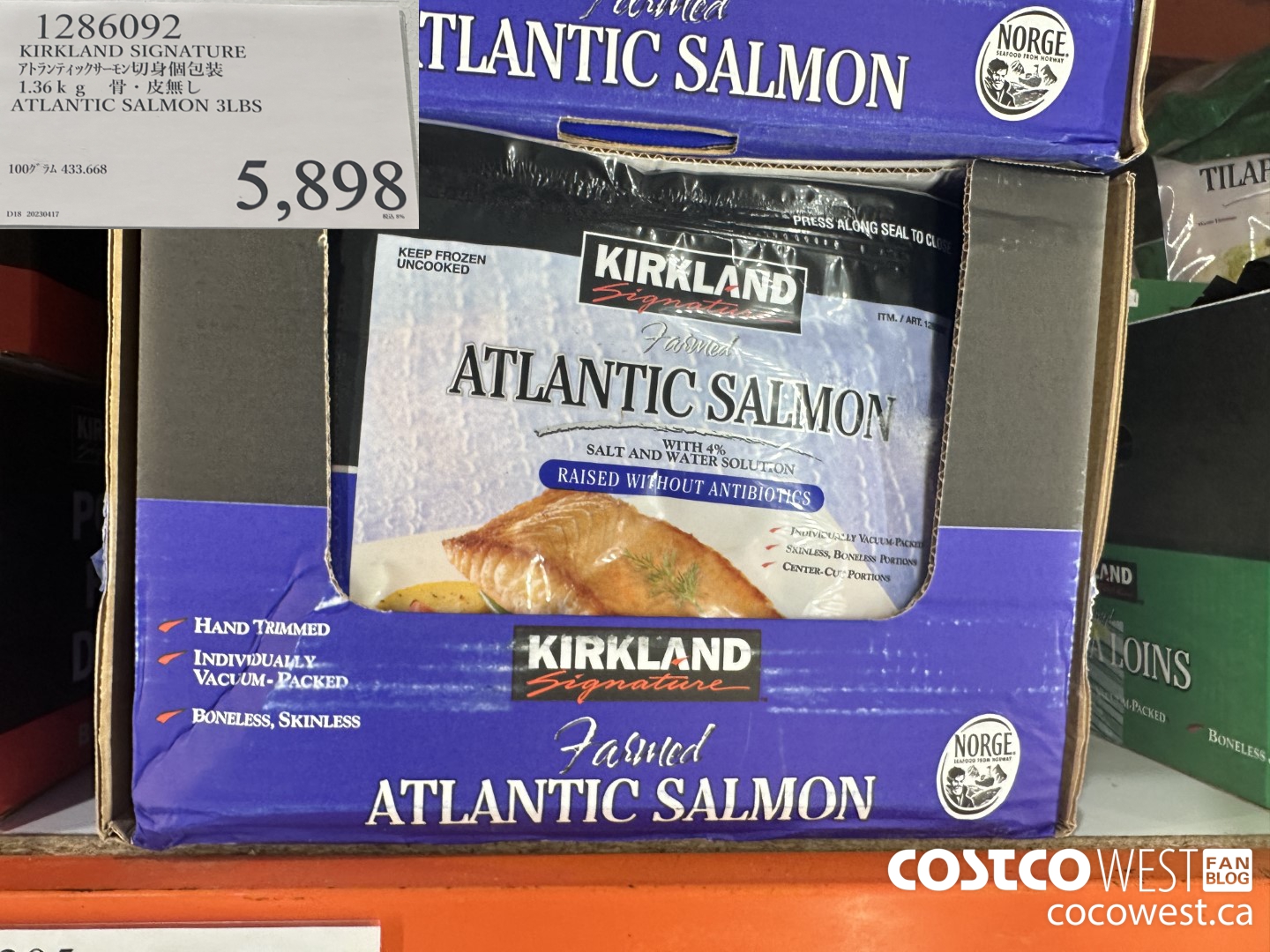 1286092 KIRKLAND SIGNATURE ATLANTIC SALMON 3LBS $5898.00