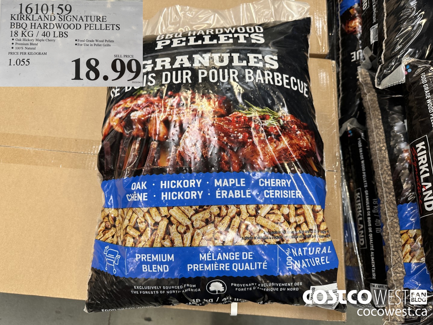 1610159 KIRKLAND SIGNATURE BBQ HARDWOOD PELLETS 18 KG / 40 LBS $18.99