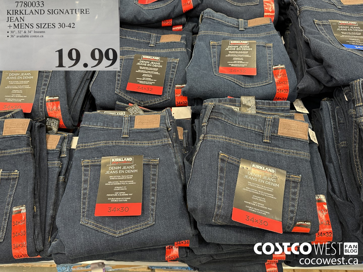 7780033 KIRKLAND SIGNATURE BLUE JEANS MENS SIZES 30-42 $19.99