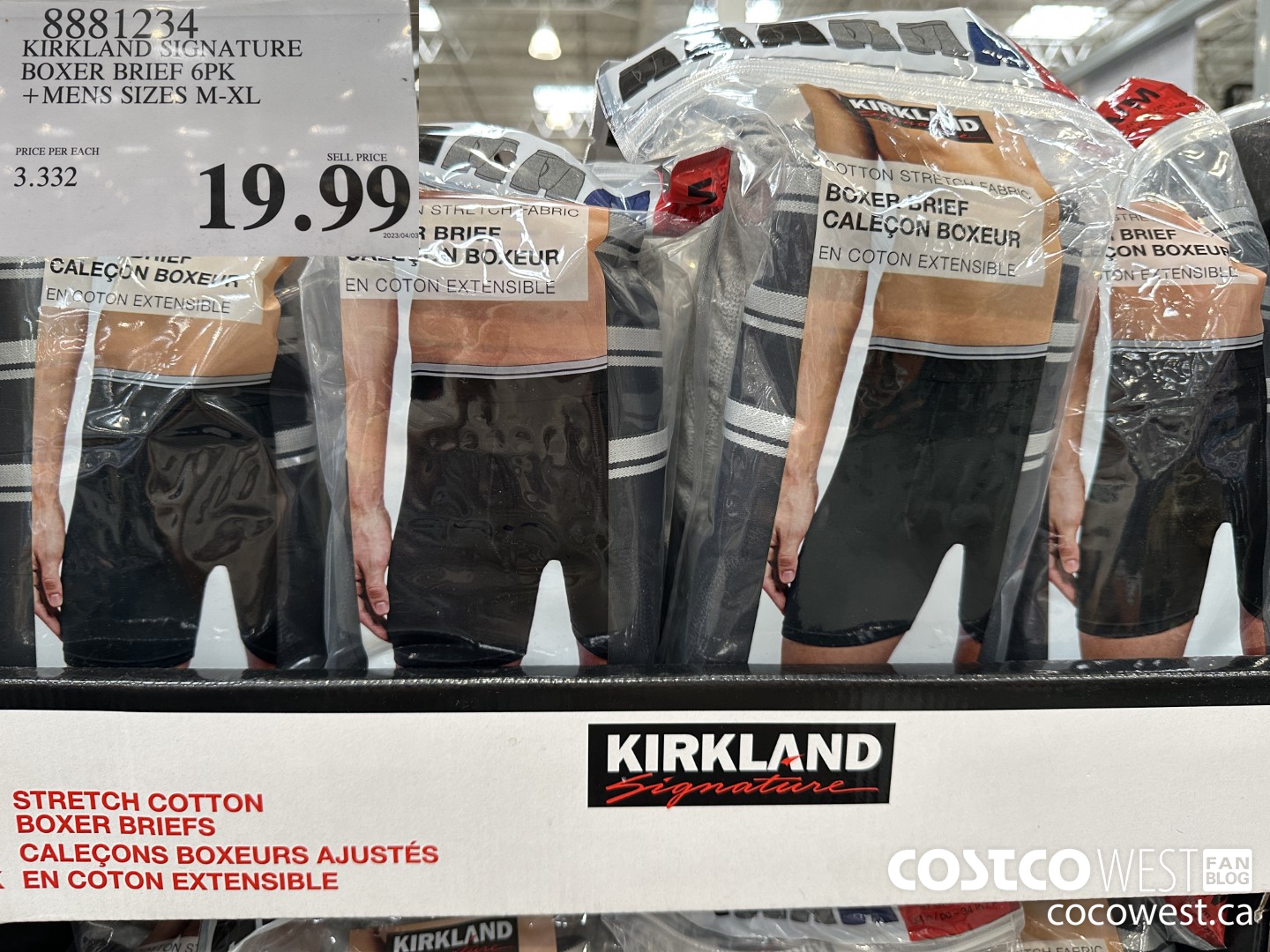 8881234 KIRKLAND SIGNATURE BOXER BRIEFS 6PK MENS SIZES M-XL  $19.99