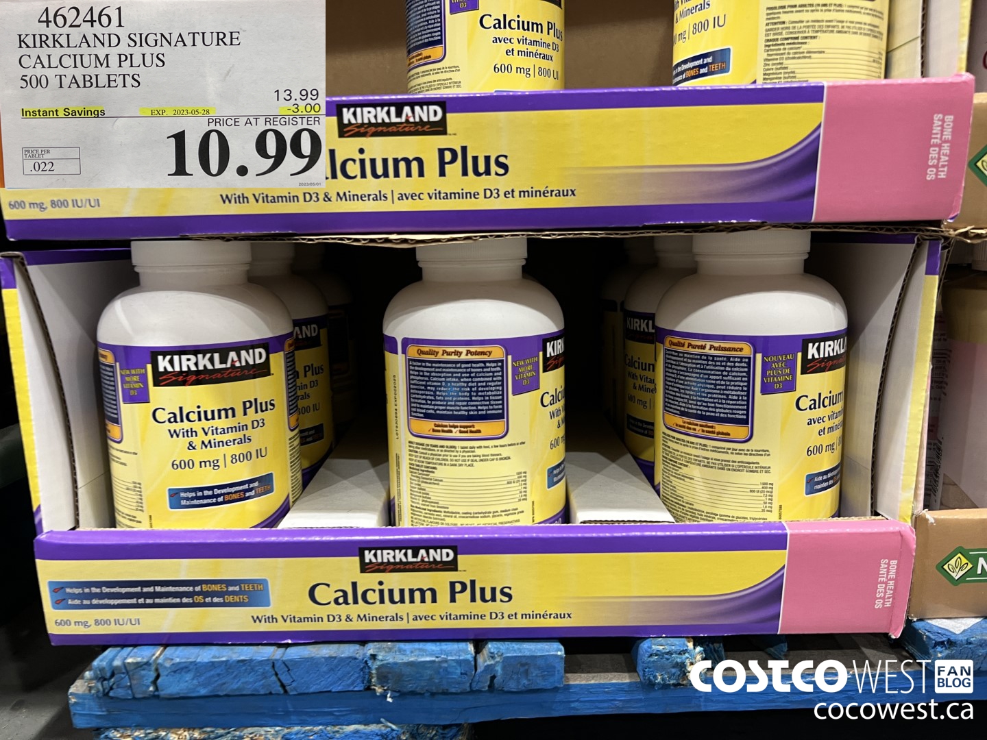 462461 KIRKLAND SIGNATURE CALCIUM PLUS 500 TABLETS ($3.00 INSTANT SAVINGS EXPIRES ON 2023-05-28) $10.99