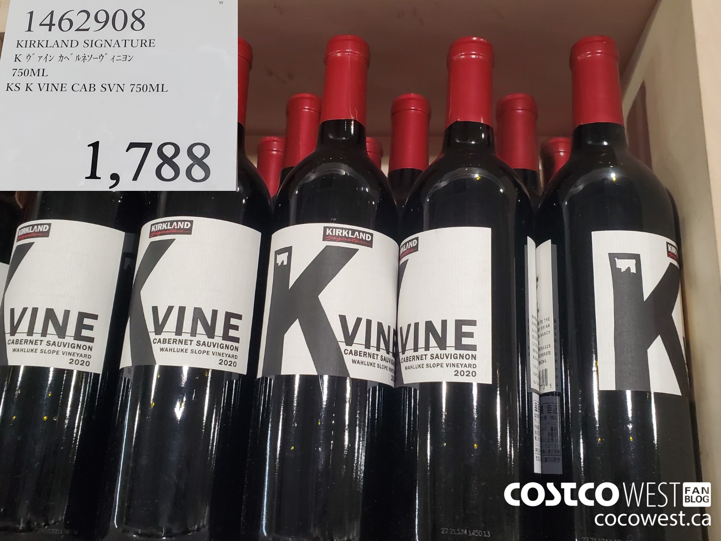 1462908 KIRKLAND SIGNATURE K VINE CAB SVN 750ML $1788.00