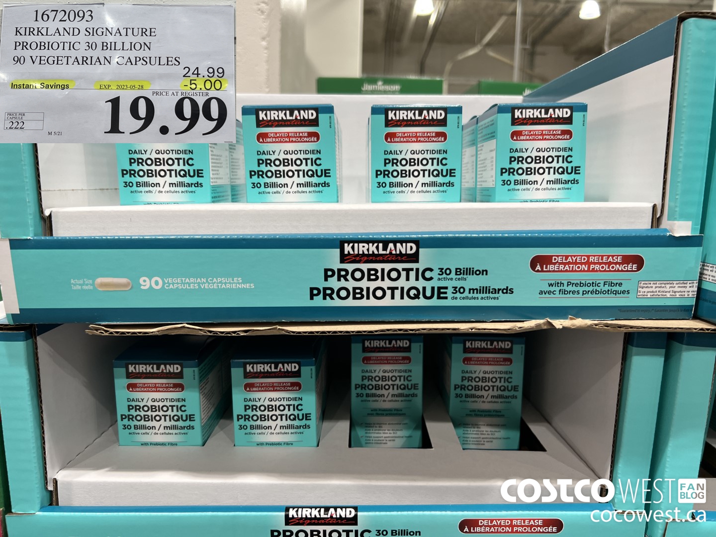 1672093 KIRKLAND SIGNATURE PROBIOTIC 30 BILLION 90 VEGETARIAN CAPSULES ($5.00 INSTANT SAVINGS EXPIRES ON 2023-05-28) $19.99