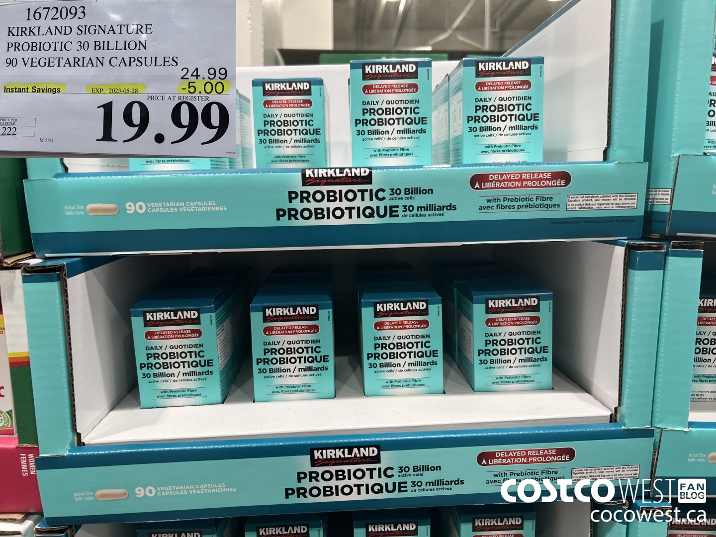 1672093 KIRKLAND SIGNATURE PROBIOTIC 30 BILLION 90 VEGETARIAN CAPSULES ($5.00 INSTANT SAVINGS EXPIRES ON 2023-05-28) $19.99