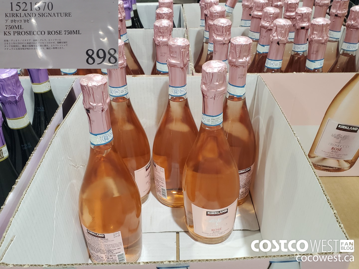 1521870 KIRKLAND SIGNATURE PROSECCO ROSE 750ML $898.00