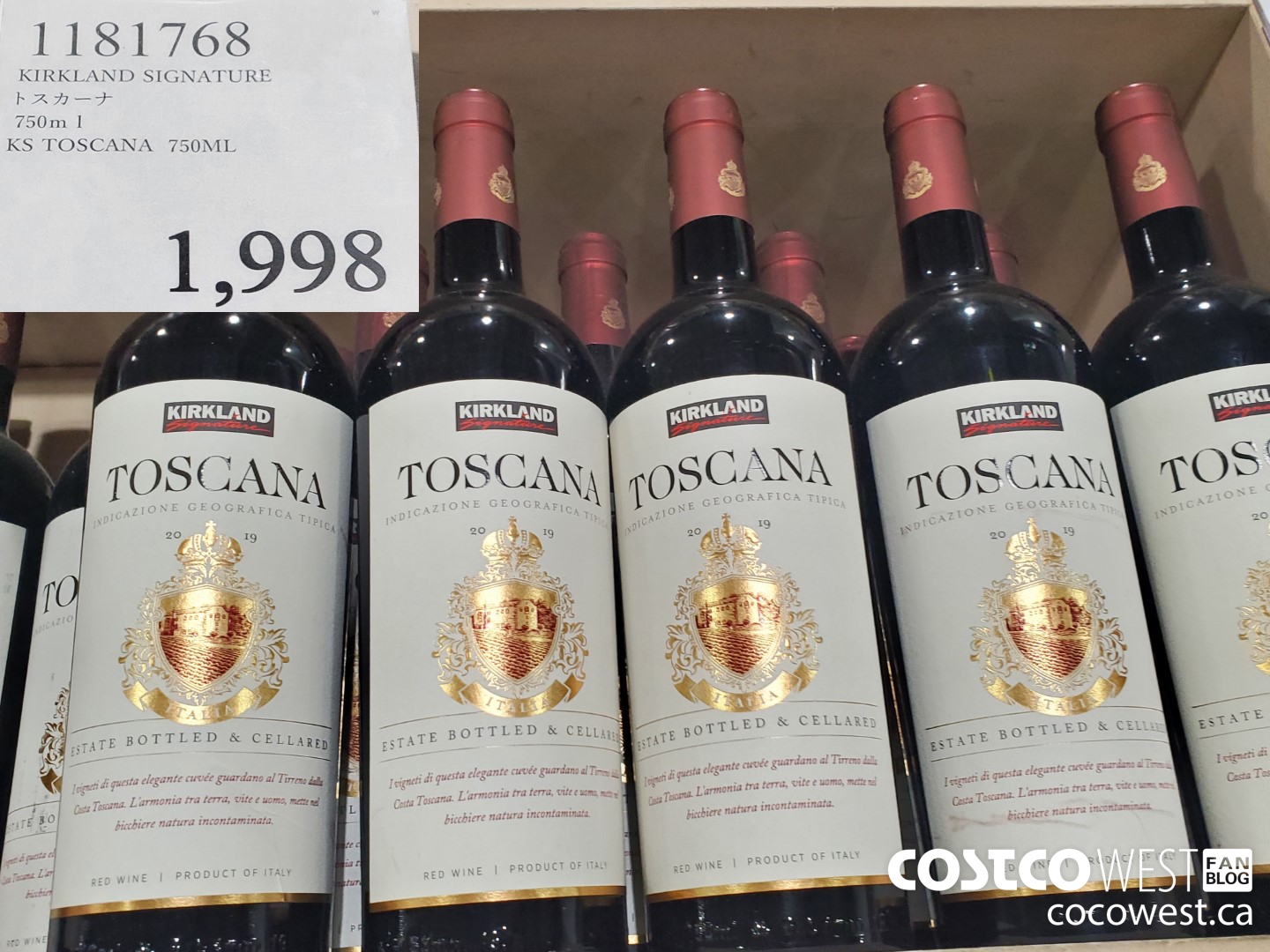 1181768 KIRKLAND SIGNATURE TOSCANA 750ML $1998.00
