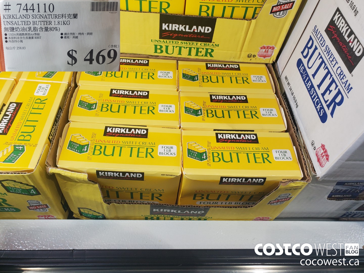 744110 KIRKLAND SIGNATURE UNSALTED BUTTER 1.81KG $469.00