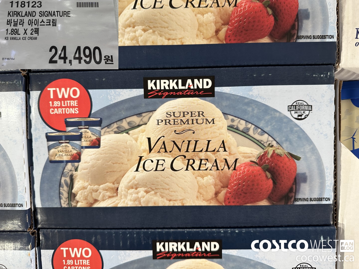 118123 KIRKLAND SIGNATURE VANILLA ICE CREAM 1.89L X 2 $24490.00