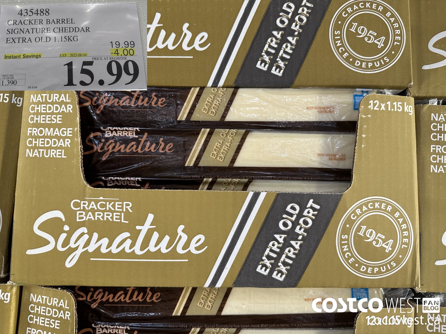 435488 KRAFT EXTRA OLD CHEDDAR 1.15 KG ($4.00 INSTANT SAVINGS EXPIRES ON 2023-06-04) $15.99