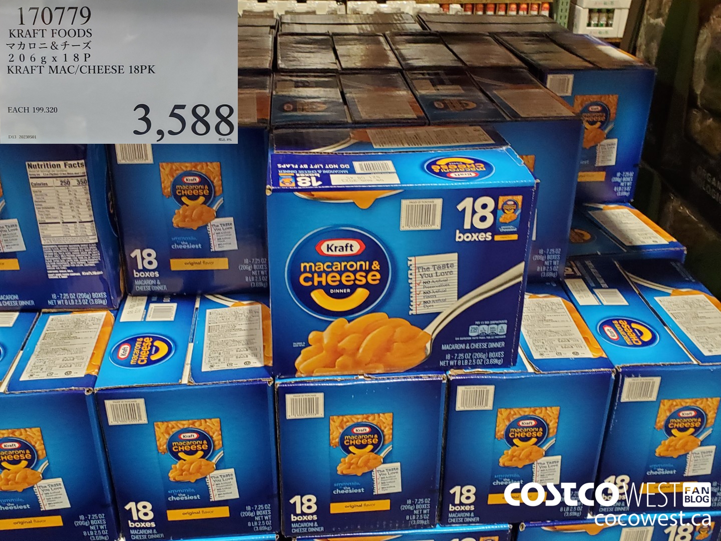 170779 KRAFT FOODS KRAFT MAC/CHEESE 206G X 18 P $3588.00