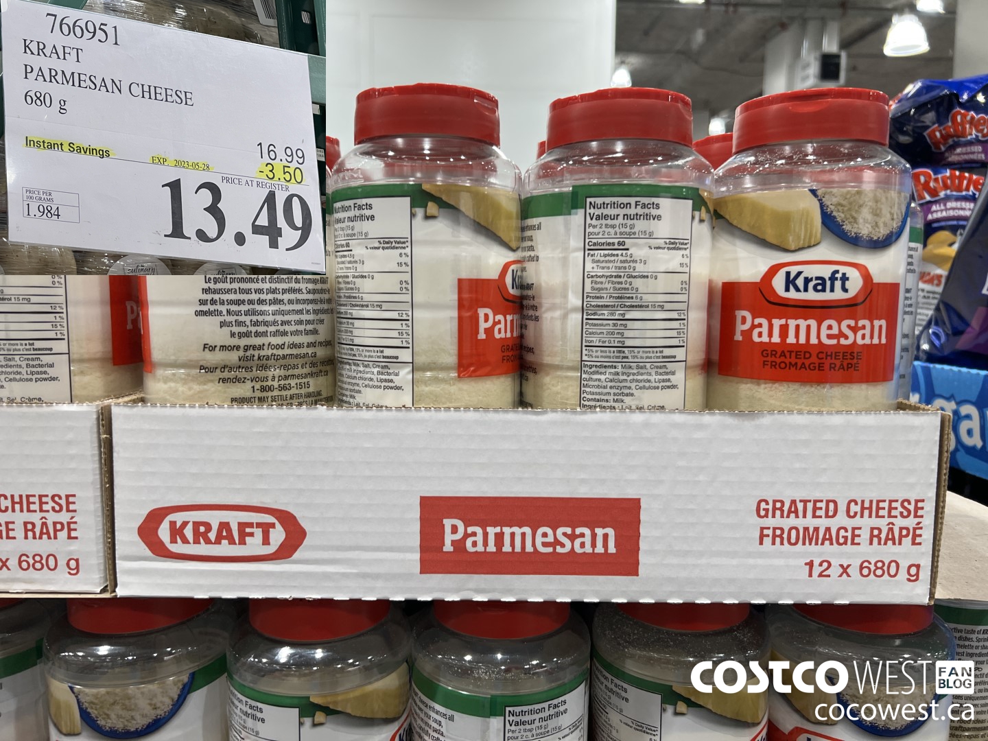 766951 KRAFT PARMESAN CHEESE 680 g ($3.50 INSTANT SAVINGS EXPIRES ON 2023-05-28) $13.49