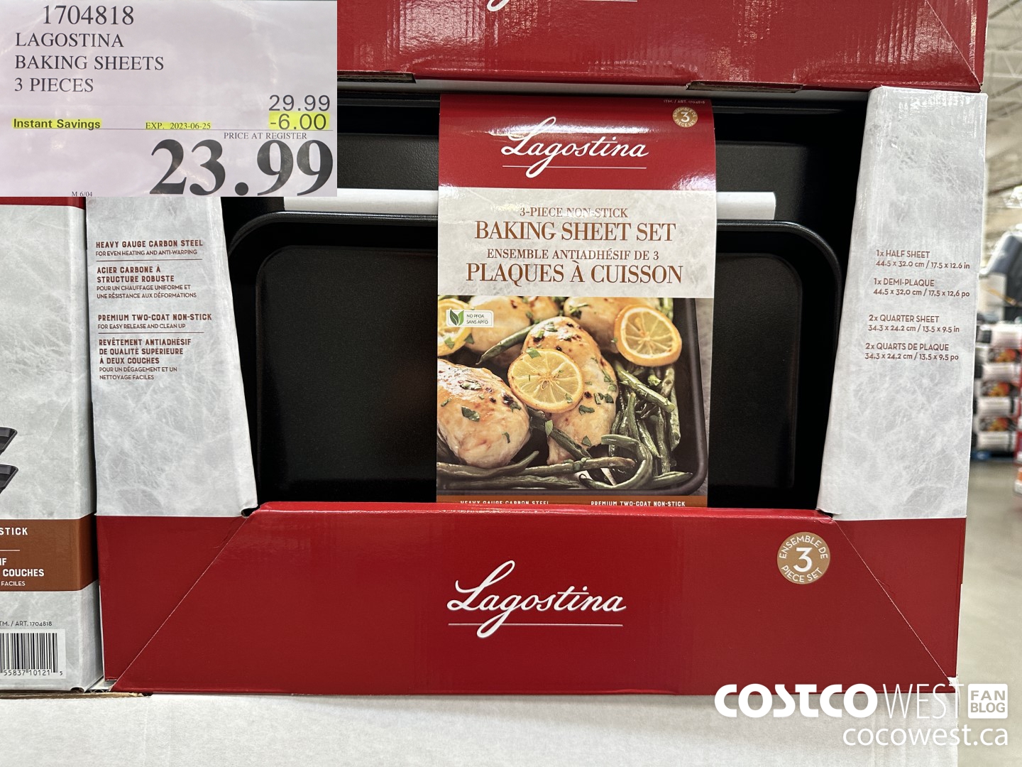 1704818 LAGOSTINA BAKING SHEETS 3 PIECES ($6.00 INSTANT SAVINGS EXPIRES ON 2023-06-25) $23.99
