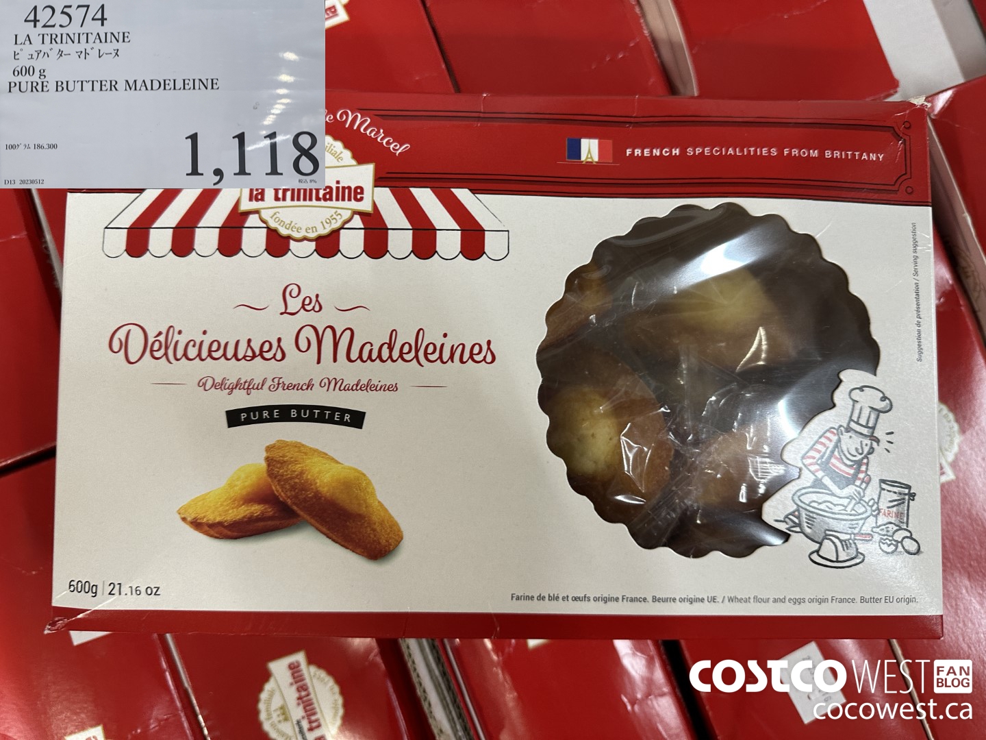 42574 LA TRINITAINE 600G PURE BUTTER MADELEINE $1118.00