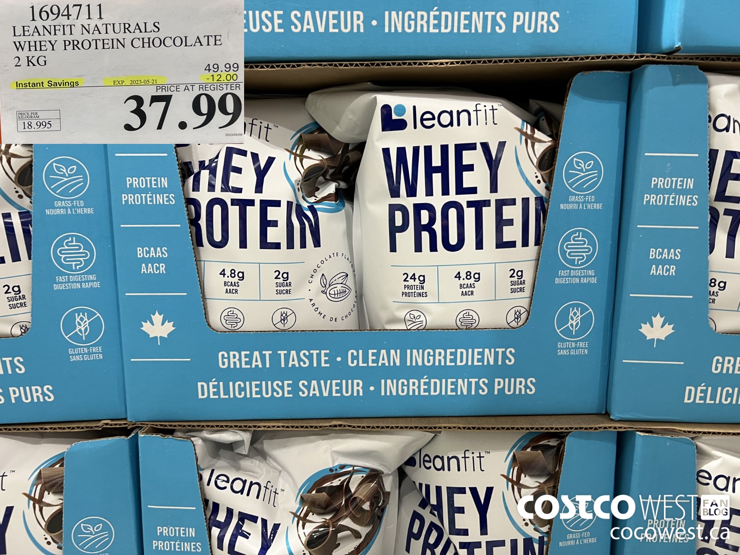 1694711 LEANFIT NATURALS WHEY PROTEIN CHOCOLATE 2 KG ($12.00 INSTANT SAVINGS EXPIRES ON 2023-05-21) $37.99