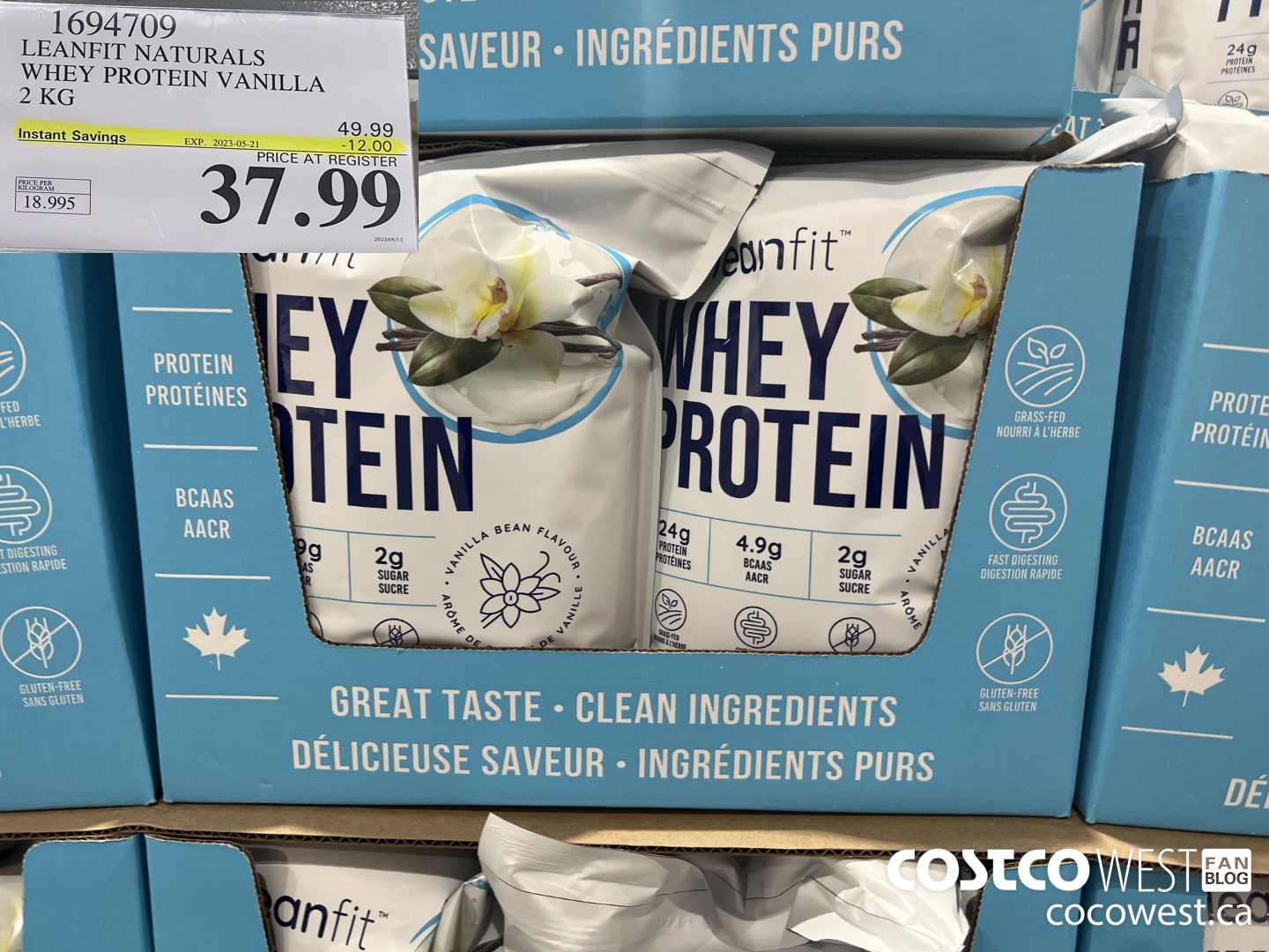 1694709 LEANFIT NATURALS WHEY PROTEIN VANILLA 2 KG ($12.00 INSTANT SAVINGS EXPIRES ON 2023-05-21) $37.99