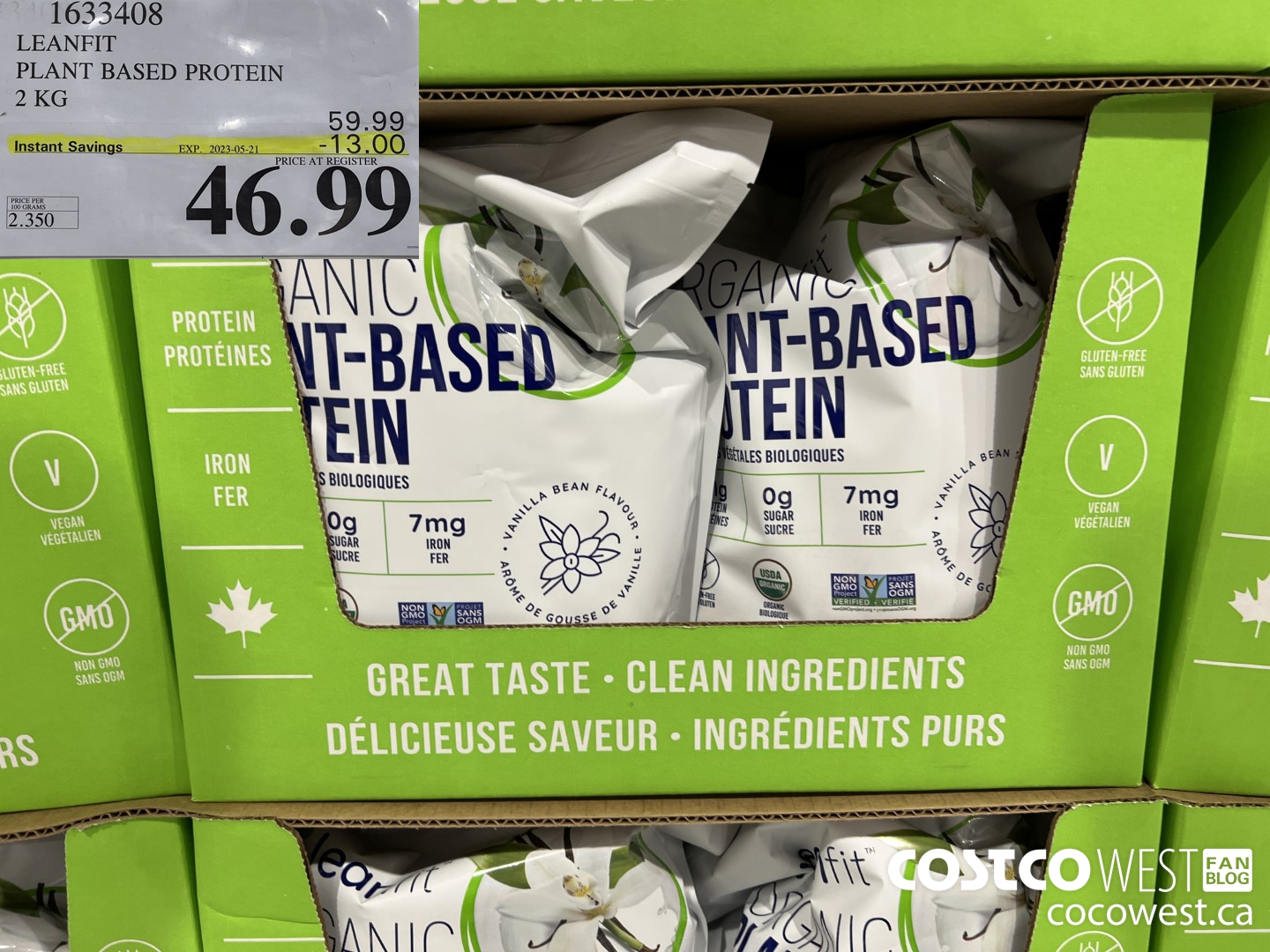 1633408 LEANFIT PLANT BASED PROTEIN 2 KG ($13.00 INSTANT SAVINGS EXPIRES ON 2023-05-21) $46.99