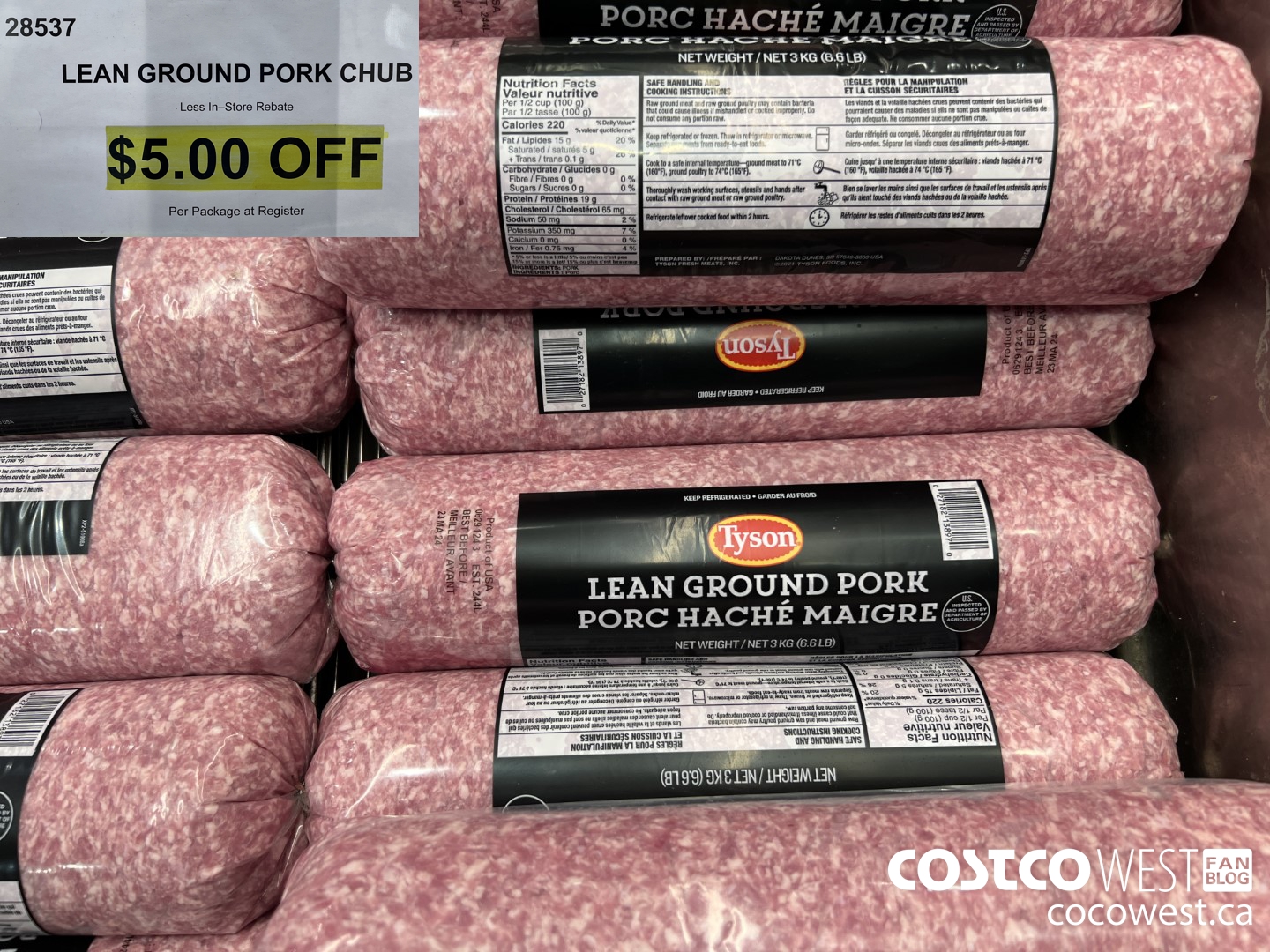 28537 LEAN GROUND PORK CHUB ($5.00 INSTANT SAVINGS)