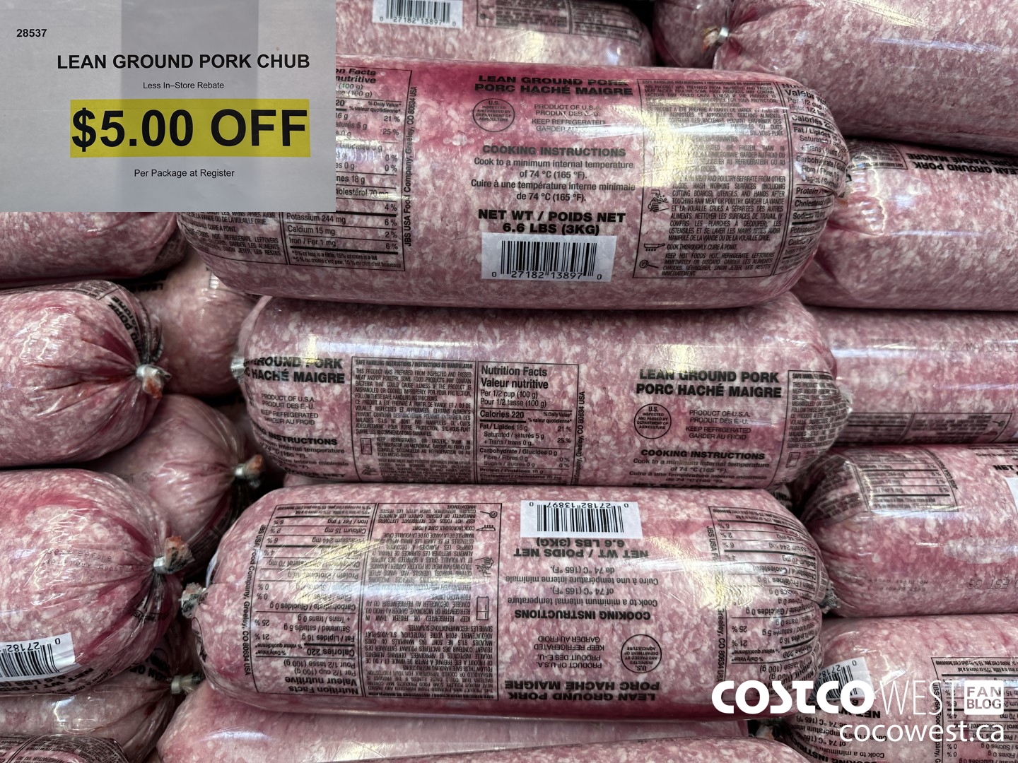 28537 LEAN GROUND PORK CHUB ($5.00 INSTANT SAVINGS)