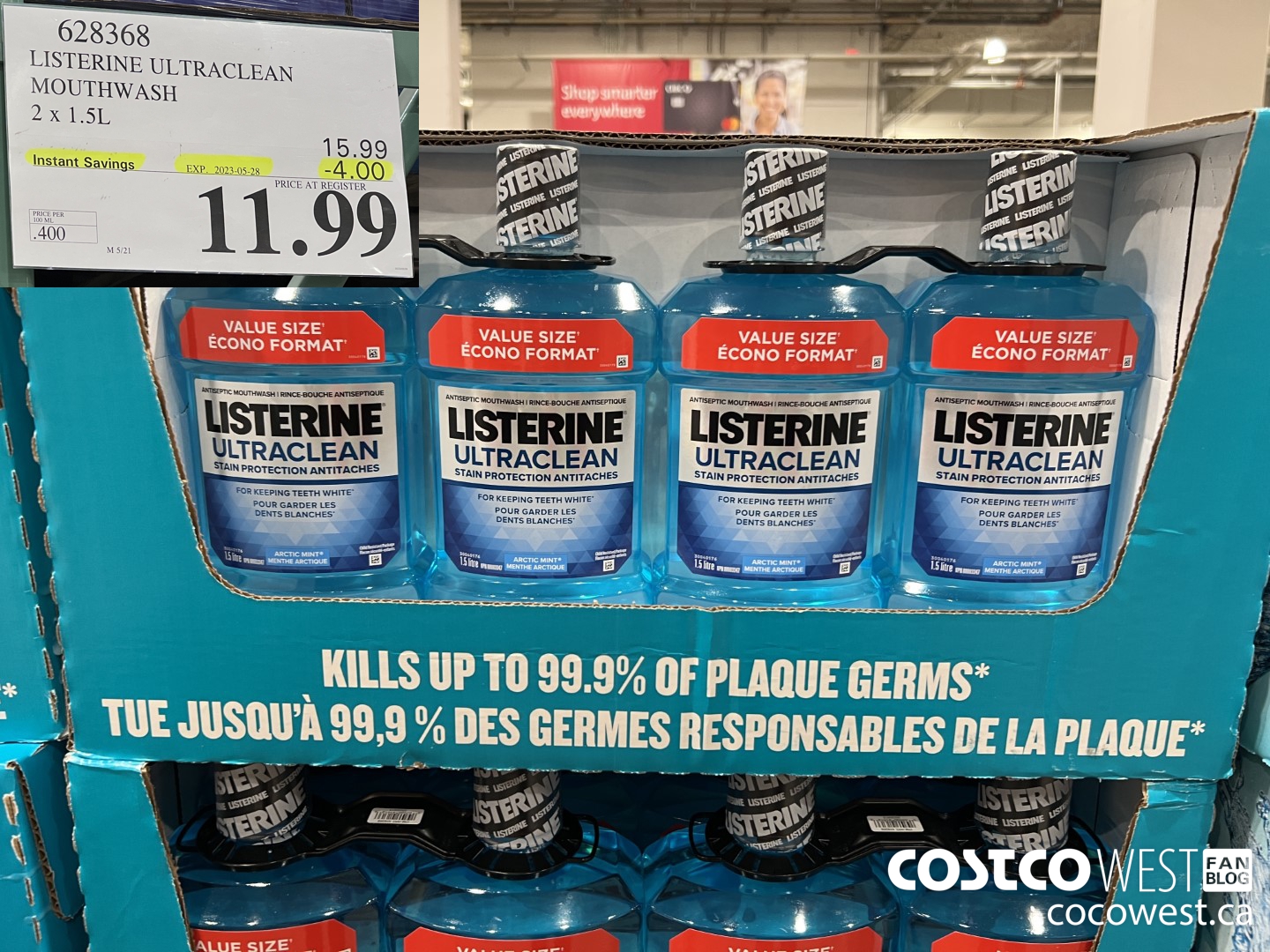 628368 LISTERINE ULTRACLEAN MOUTHWASH 2 X 1.5L ($4.00 INSTANT SAVINGS EXPIRES ON 2023-05-28) $11.99