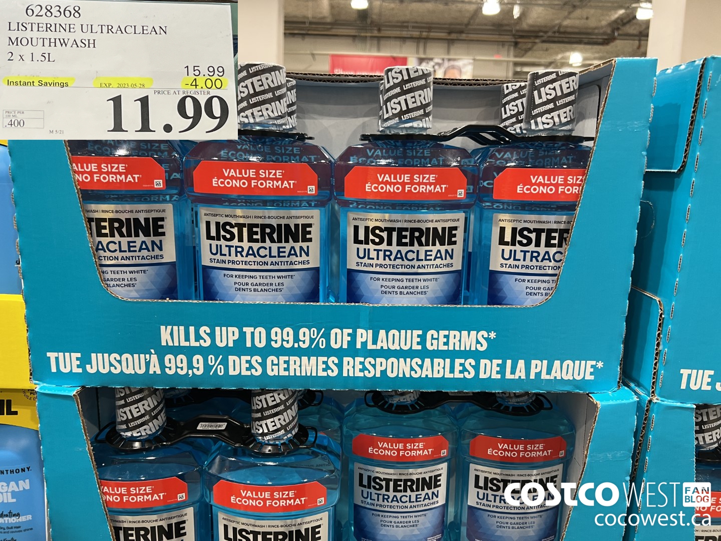 628368 LISTERINE ULTRACLEAN MOUTHWASH 2 X 1.5L ($4.00 INSTANT SAVINGS EXPIRES ON 2023-05-28) $11.99