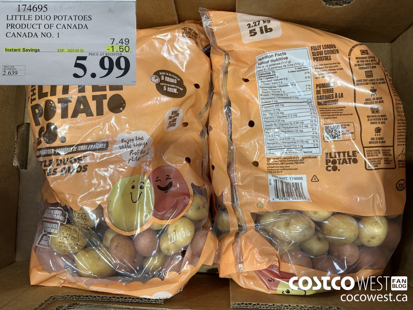 174695 LITTLE DUO POTATOES PRODUCT OF CANADA CANADA NO 1 ($1.50 INSTANT SAVINGS EXPIRES ON 2023-05-24) $5.99