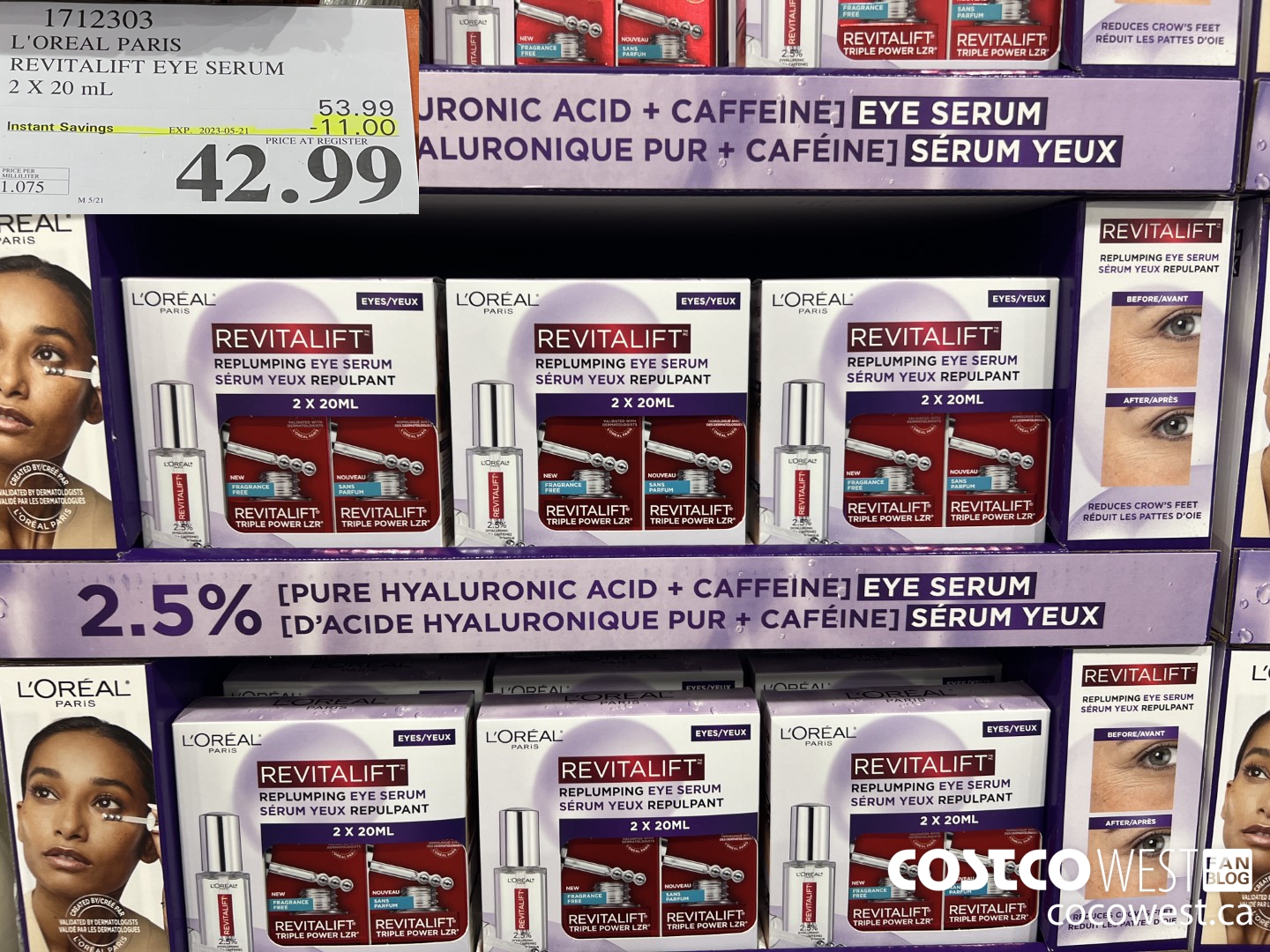 1712303 L'OREAL PARIS REVITALIFT EYE SERUM 2 X 20ML ($11.00 INSTANT SAVINGS EXPIRES ON 2023-05-21) $42.99