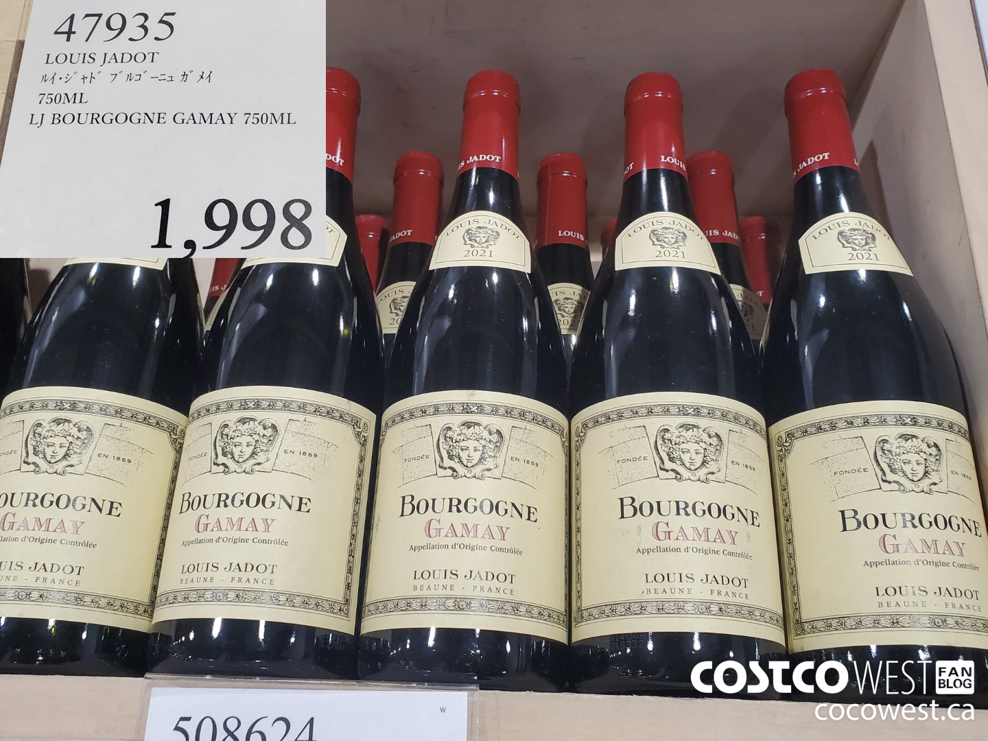 47935 LOUIS JADOT BOURBOGNE GAMAY 750ML $1998.00