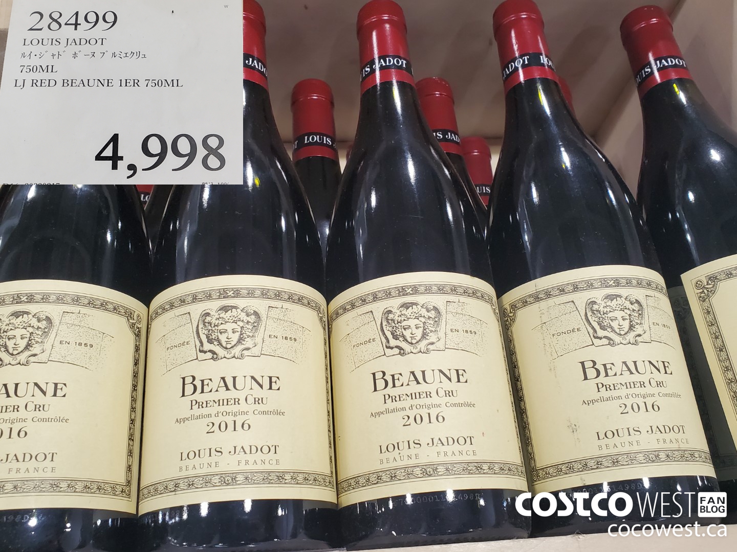 28499 LOUIS JADOT RED BEAUNE 1ER 750ML $4998.00