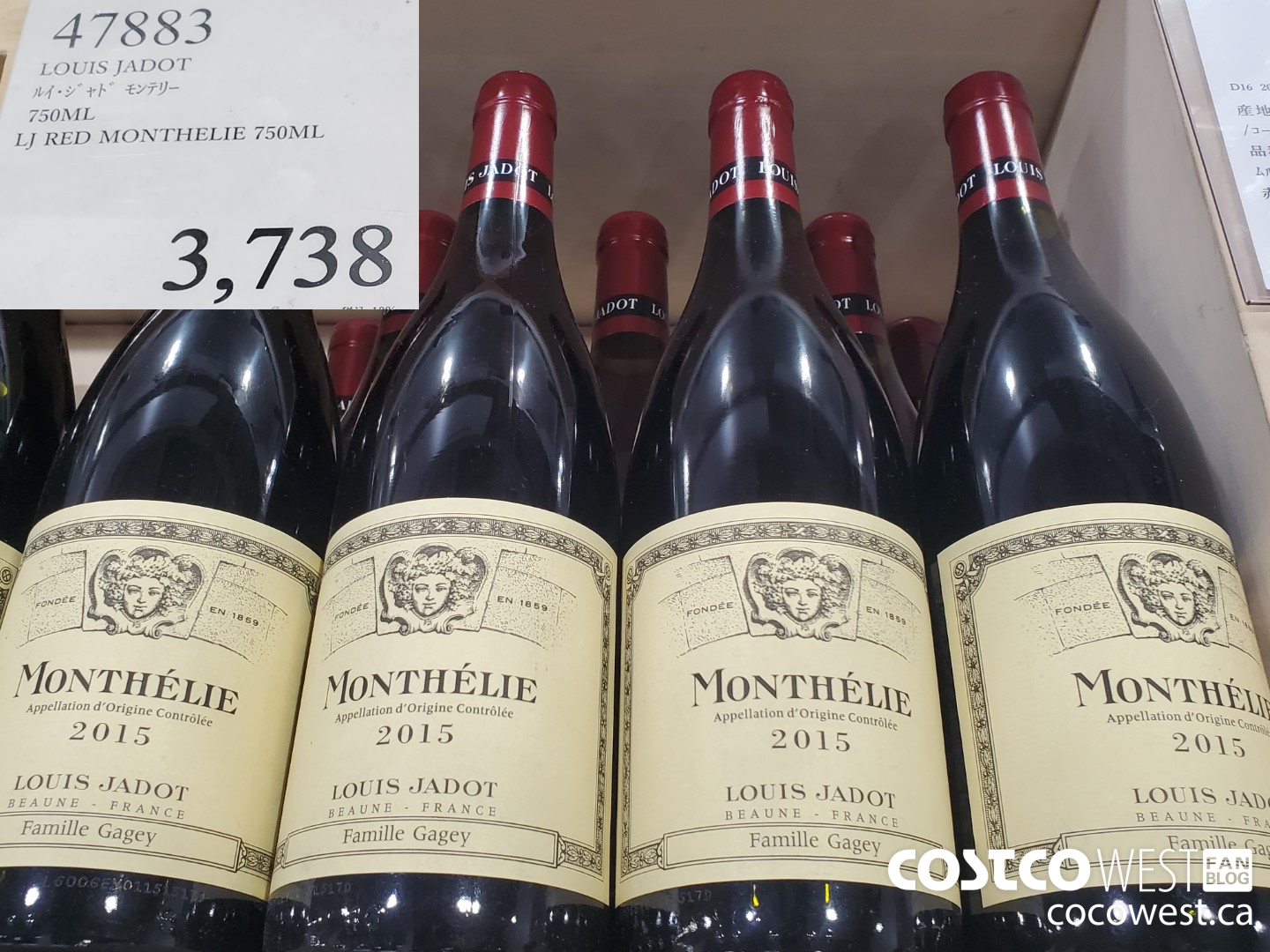 47883 LOUIS JADOT RED MONTHELIE 750ML $3738.00