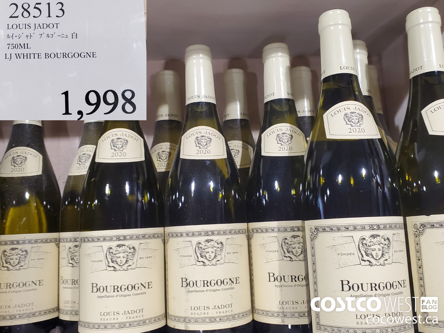 28513 LOUIS JADOT WHITE BOURGOGNE 750ML $1998.00