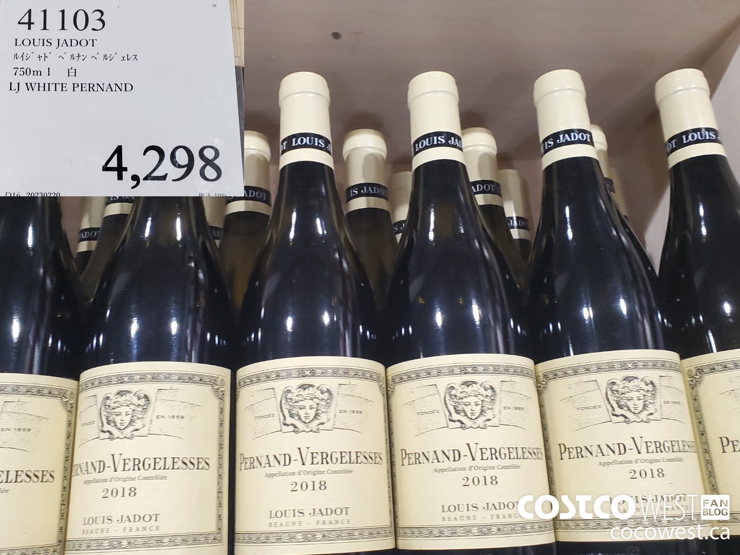 41103 LOUIS JADOT WHITE PERNAND 750ML $4298.00