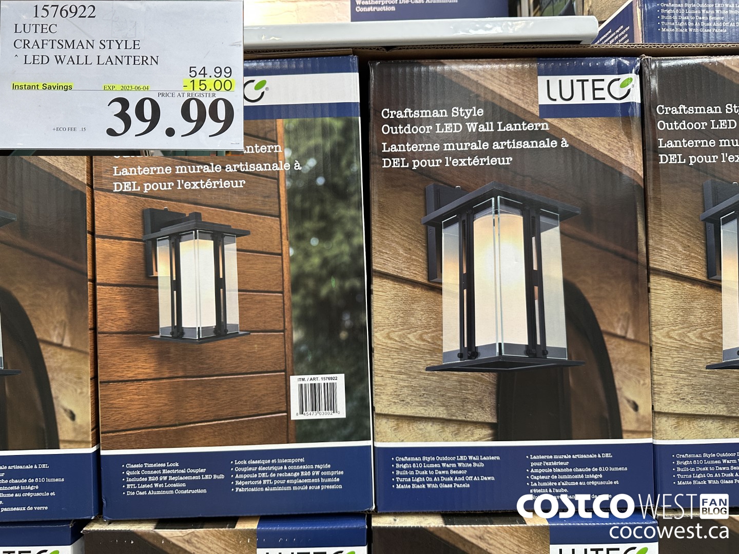 1576922 LUTEC CRAFTSMAN STYLE LED WALL LANTERN ($15.00 INSTANT SAVINGS EXPIRES ON 2023-06-04) $39.99