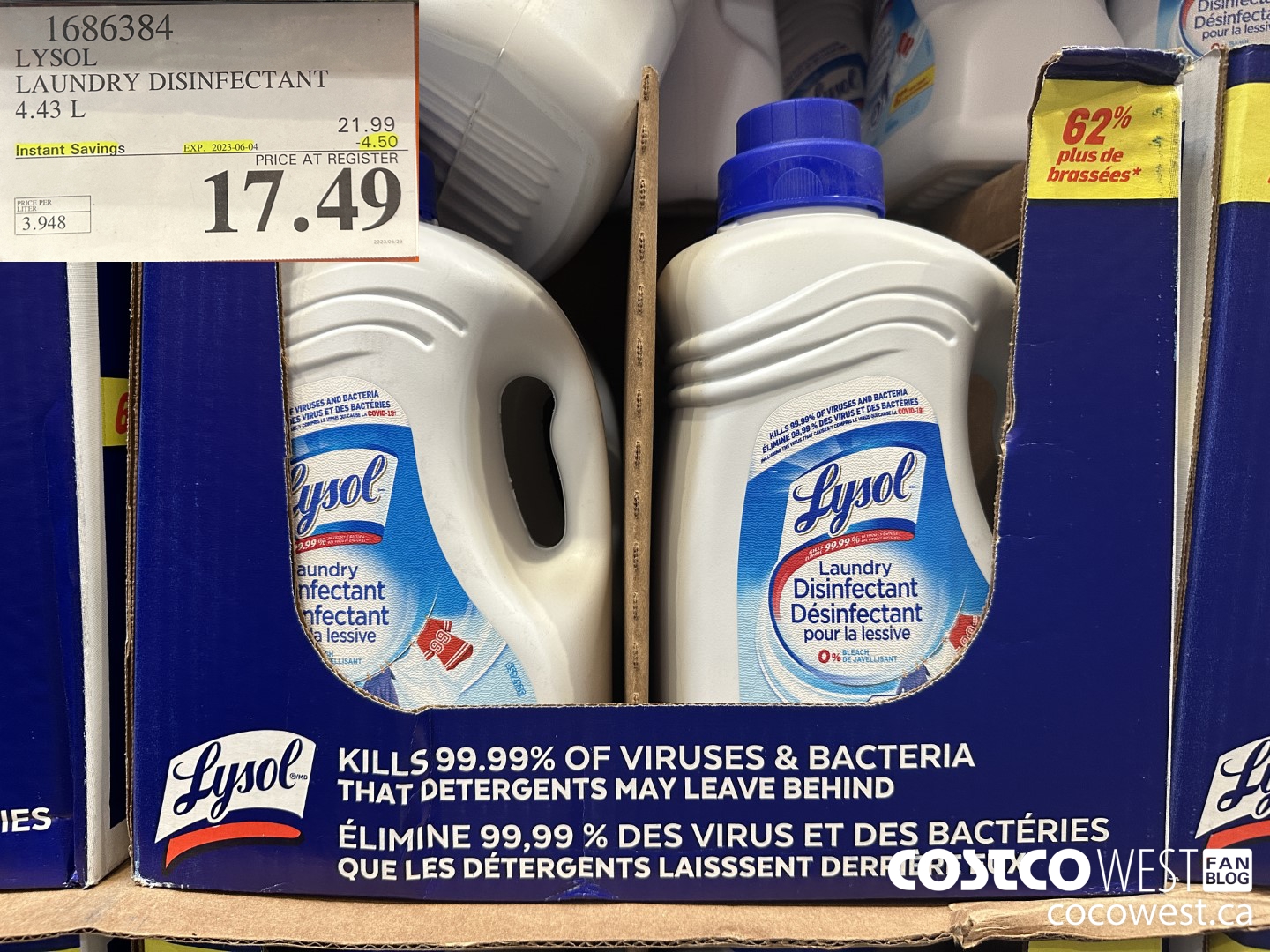 1686384 LYSOL LAUNDRY DISINFECTANT 4.43 L ($4.50 INSTANT SAVINGS EXPIRES ON 2023-06-04) $17.49