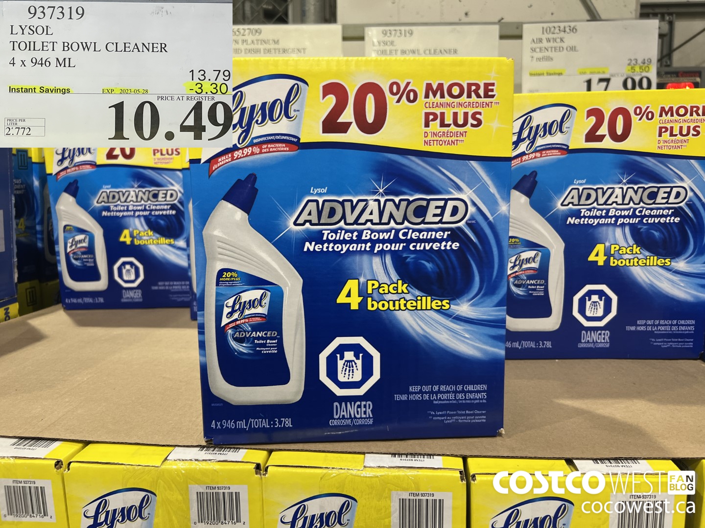 937319 LYSOL TOILET BOWL CLEANER 4 x 946 ML ($3.30 INSTANT SAVINGS EXPIRES ON 2023-05-28) $10.49
